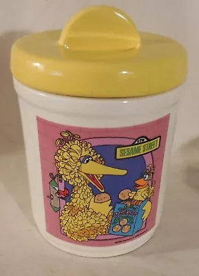 Vintage Sesame Street Cookie Jar Big Bird 1980 Yellow Lid 8  Tall MUPPET Inc. • $15