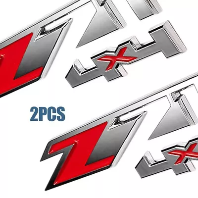 TWO 3D Fender Door Side RED Chrome Emblem BADGE For SIERRA Tahoe Z71 4X4 DECAL • $15.99