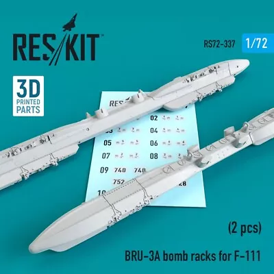 1/72 Reskit RS72-0337 BRU-3A Bomb Racks For F-111 (2 Pcs) (3D Printing) • $10