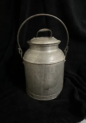 Vintage Antique 11” Galvinized Steel Milk /Cream Can W/Carry Handle Lid • $29.99