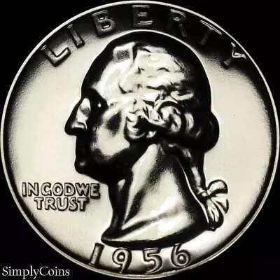 1956 PROOF Washington Quarter GEM Uncirculated 90% SILVER US Coin MQ • $17.95