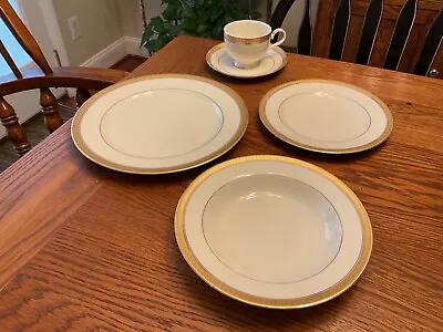 Mikasa “Palatial Gold” Dinner & Salad Plates Cup/Saucer Soup Bowl 5-piece NWT! • $75