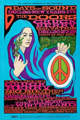 BG-99 The Doors Janis Joplin W Big Brother 1967 Fillmore Concert Poster 12 X18  • $14.95