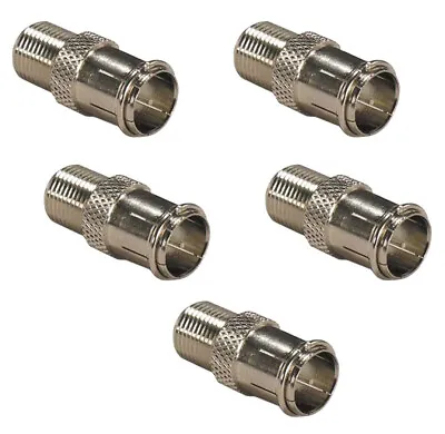 5 X Female COAX Socket To F Type Male Plug TV Aerial Sky Sat Connector Adapter • £3.71