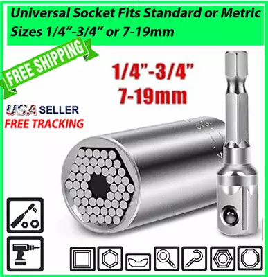 Universal SOCKET Wrench Tool 1/4-3/4  7mm-19mm Magic Grip Alligator Adapter Set • $11.99