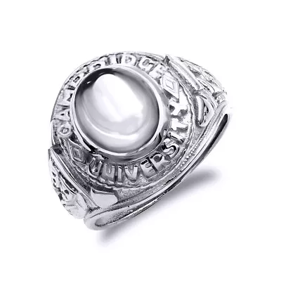 Mens Silver Jewelco London Oval Cabochon CZ Cambridge University College Ring • $109.99