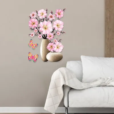 Wall Stickers Art Mural Home Decoration Stereo Flower 3D Vase Removable Decal • £6.67