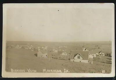 IA Moorhead RPPC 1913 BIRD'S EYE VIEW TOWN Church SCHOOL Homes Monona Co. No.11 • $22.99