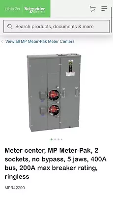 NIB Square D MPR42200 400 Amp W/2 Gang 200A Meter Pack Pak RINGLESS EUSERC OH/UG • $2099.99