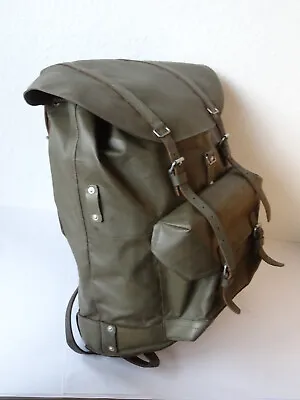 Vintage 1978 Swiss Army Military Rubberized Waterproof Leather Big Backpack Rare • $99.90