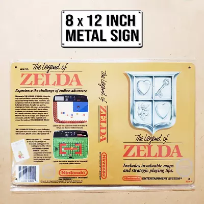 The Legend Of Zelda Box Art Metal Tin Sign 8x12 Inch Retro Game Room Wall Décor • $9.95