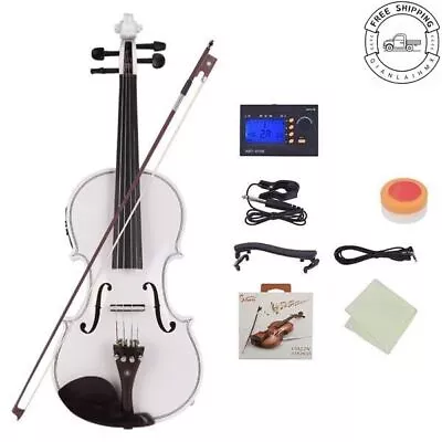 4/4 Solid Wood EQ Violin Set Case+Bow+Strings+Shoulder Rest+TunerUSA Stock • $79.12