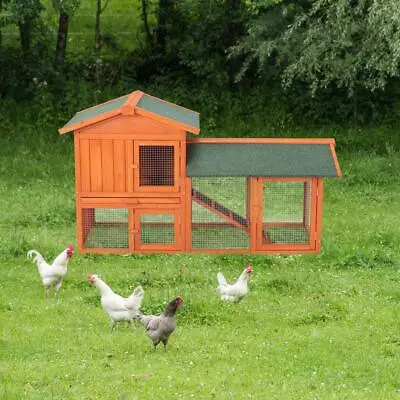 Outdoor Rabbit Hutch Wood Animal Cage Chicken Coop Hen Living House Backyard • $69.99