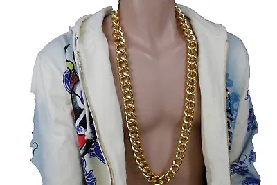 Men Gold Metal Chain Necklace Fashion Thick Chunky Links Bling Jewelry Gangster • $19.99