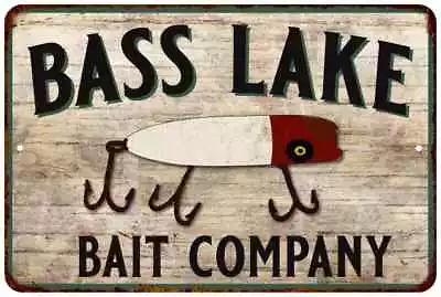 Bass Lake Fishing Vintage Look Chic Distressed Metal Sign 108120020119 • $19.95