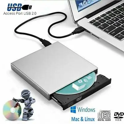 £14.89 • Buy External DVD CD ROM Disc Drive Laptop PC USB Drive Player Slim For PC Laptop New