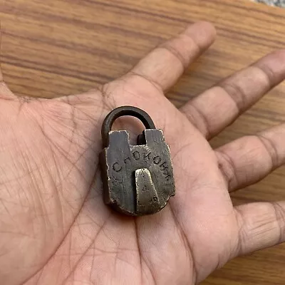 BRASS PADLOCK OR LOCK WITH KEY VINTAGE OLD OR ANTIQUE Miniature Size Rich Patina • $67.50