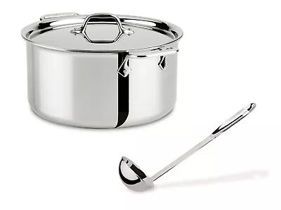 All-Clad 8-Qt 4408 SS Tri-Ply 8-qt Stock Pot NO LID Included 14in Ladle • $109.99