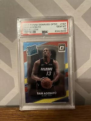 2017 Bam Adebayo RC Donruss Optic Red/Yellow PSA 10 GEM MT Rookie • £9.55