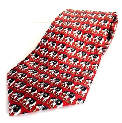 Mercedes Tie Hand Made Silk Elephant Red  • $9.99