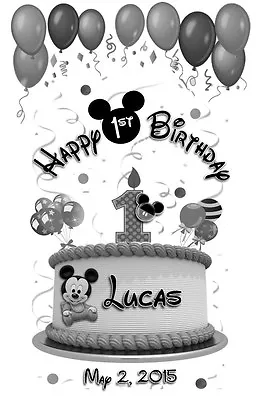 10 Personalized Mickey Mouse Happy Birthday Vellum Luminaries Party Centerpieces • $23.98