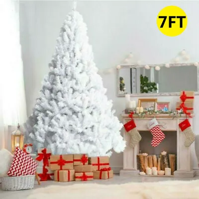 White 7Ft Artificial PVC Christmas Tree W/Stand Holiday Season Indoor Outdoor • $44.49