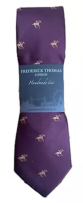 Maroon Burgundy Tie With Horse Racing Design By Frederick Thomas FT1924 • £17.99