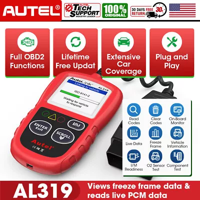 Autel AutoLink AL319 OBDII EOBD OBD2 CAN Car Code Reader Tool Diagnostic Scanner • $31.99