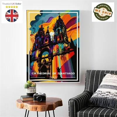 Camino De Santiago Art Print - Cathedral Giclée Art Poster Print On Canvas • £18.99