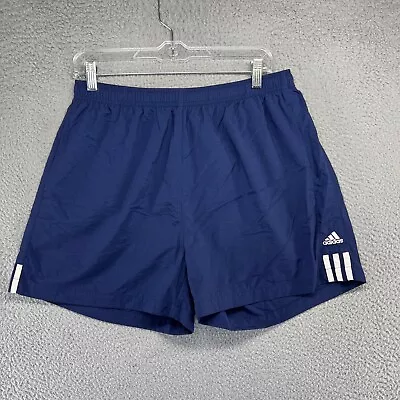 Vintage Adidas Shorts Men's Large Blue White Lightweight Nylon Soccer 4  Y2K • $34.83