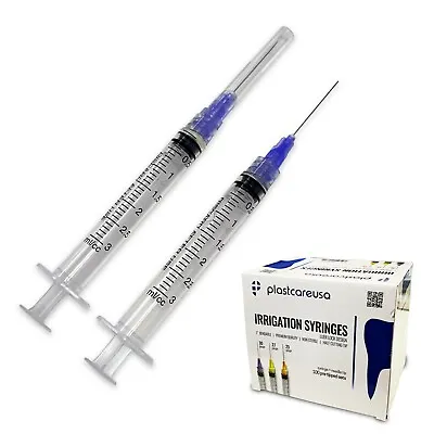 Dental Irrigation Syringes & Tips 3 Cc 30 Gauge - Purple (Box Of 100) • $24.99