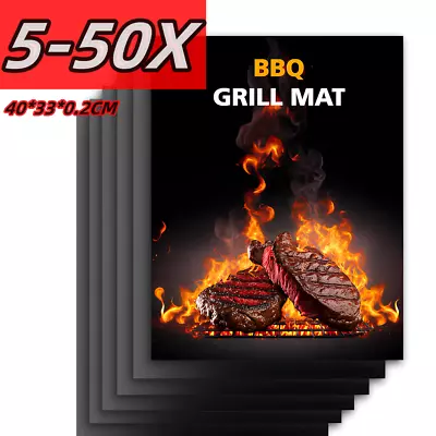 50PCS Non Stick BBQ Grill Mat Reusable Easy To Clean Teflon Cooking Baking Mats • $7.77