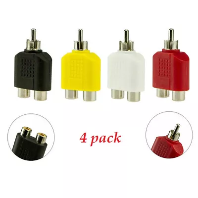 4x 1-Male To 2-Female Cable Adapter RCA Y Splitter AV Audio Video Plug Converter • $6.99