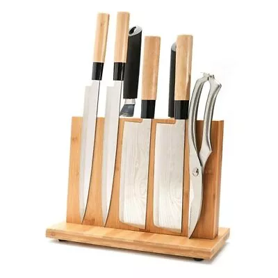 Double Side Knife Block Magnetic Extra Strong Magnetic Knife Block Board Bamboo • £17.97