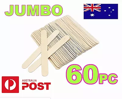 60x JUMBO CRAFT STICKS Natural Wooden  Paddle Pop Popsicle Sticks 14.5 X 1.9 Cm • $12.50