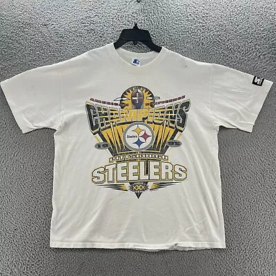 Vintage Pittsburgh Steelers Shirt Mens Large 1995 NFL Champions 90s Football • $18.48