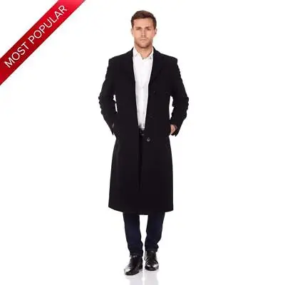 De La Creme MAN Wool & Cashmere Blend Covert Long Coat • $92.96