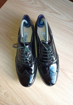 £22.99 • Buy Clarks Women's Hamble Oak Brogues Shoes Size 6 D Black Patent Leather