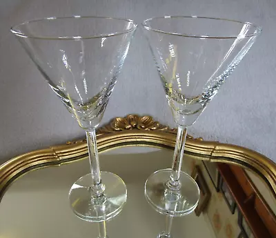 2 Lovely Vintage Clear Stemmed Martini / Cocktail Drinks Glasses Holds 200ml • £9.95