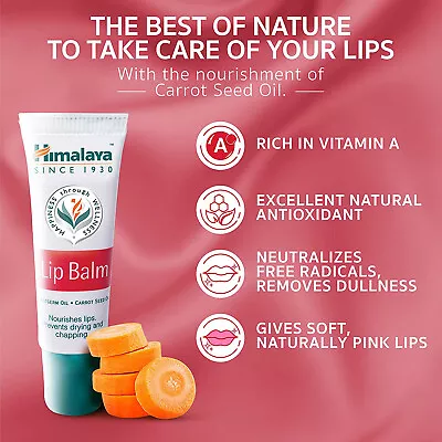 5 X Himalaya Lip Balm For Dry And Chapped Lips 10g  Tube- Free Ship • $12.55