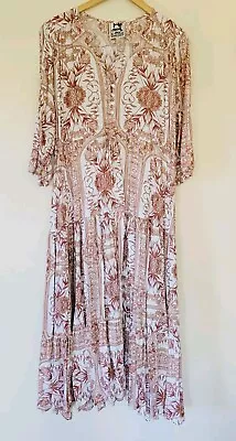 Jaase Size 18 Brown Palm Floral Maxi Dress • $34