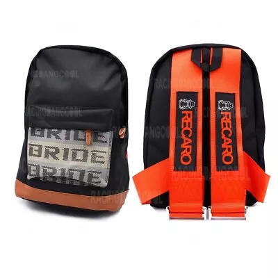 RECARO JDM Bride Fabric Backpack Racing Seat Belt Harness Straps Shoulders Bag • $62.70