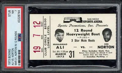 1973 Boxing Ticket Muhammad Ali Vs Ken Norton PSA 7 Near Mint 12 Rounds 3/31 • $800