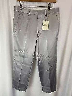 Men’s Silver Satin Skinny Suit Trousers 32w 25l  Short Small ASOS BNWT E1277 • £5.99