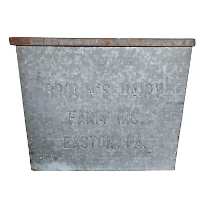 Vitnage Brown's Dairy Milk Box Farm Inc Easton Pa Cooler Galvanized Crate • $99.99