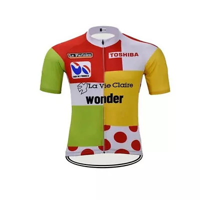 Mens Retro WONDER LA VIE CLAIRE Cycling Team Jersey Bicycle Jersey Cycling Tops • $20.69