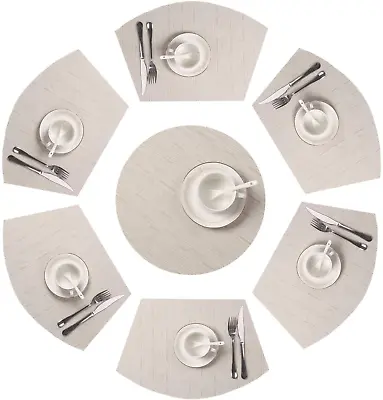$30.99 • Buy Shacos Round Table Placemats Set Of 7 Wedge Shaped Place Mat With Centerpiece Ro