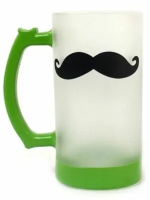 MUSTACHE Beer Mug Glass NEW In Box Shave It Later Raise A Glass Hand Painted • $7.99
