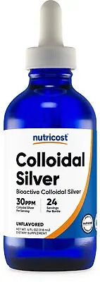 Nutricost Colloidal Silver 4oz 30PPM - Cobalt Blue Glass Bottles Bio-Active • $14.95