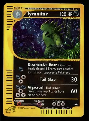 2002 Tyranitar Aquapolis H28/H32 Holo Rare Pokemon Played Card • $199.99